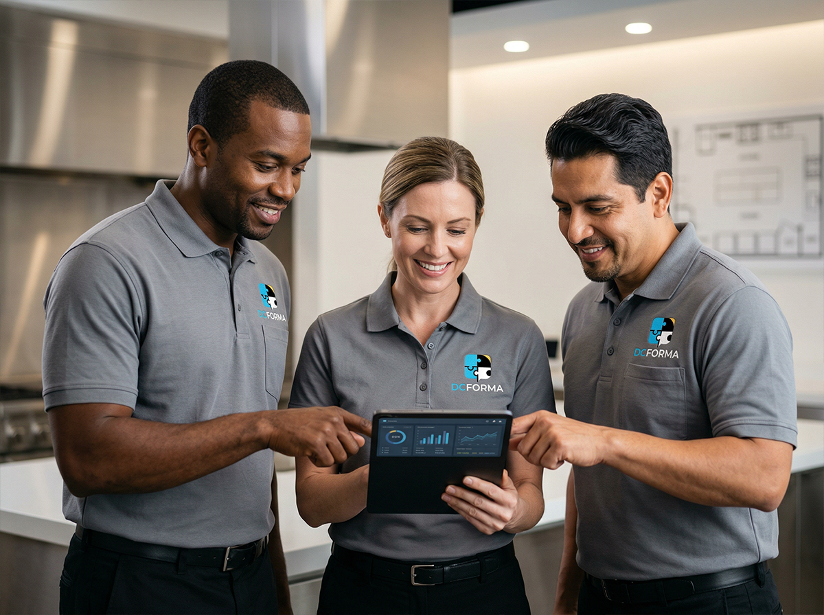 Formateurs analysant les performances sur tablette en formation restauration rapide à Dijon